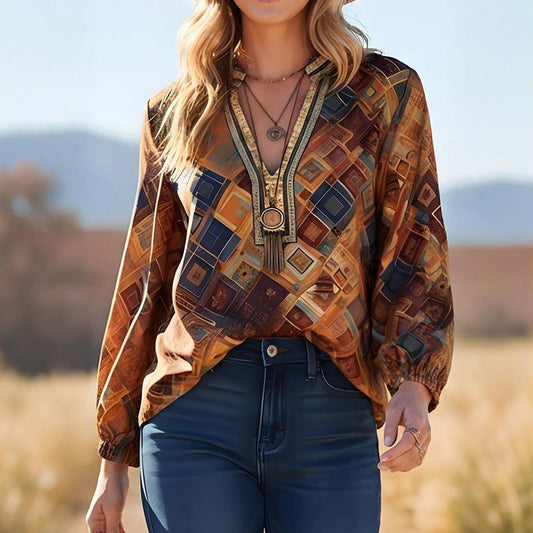 Casual Long Sleeve Loose Blouse