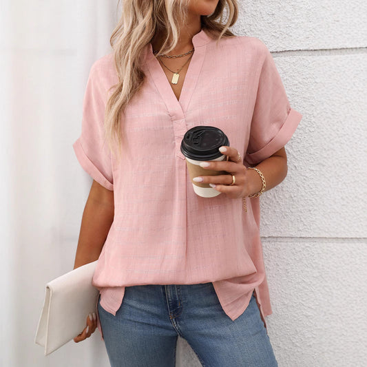 Short Sleeve V-Neck Blouse