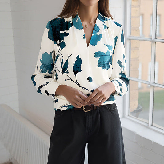 Floral Printed Long Sleeved Blouse